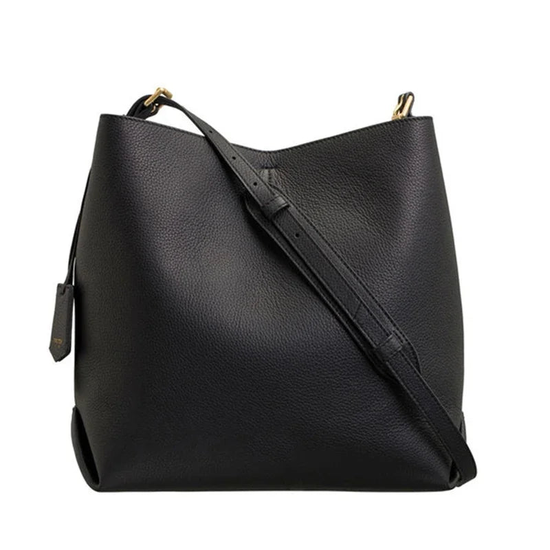 Luxury Genuine Cowhide Bucket Bag